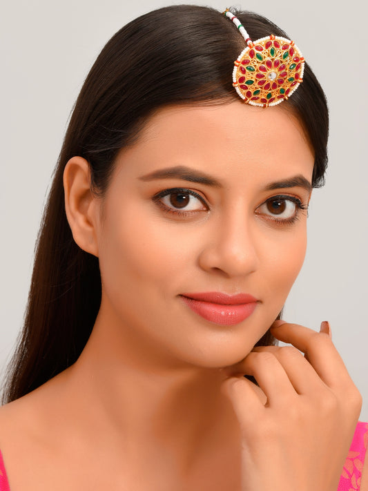 Gold Plated Traditional Marwari Borla Head Jewellery for Women Online