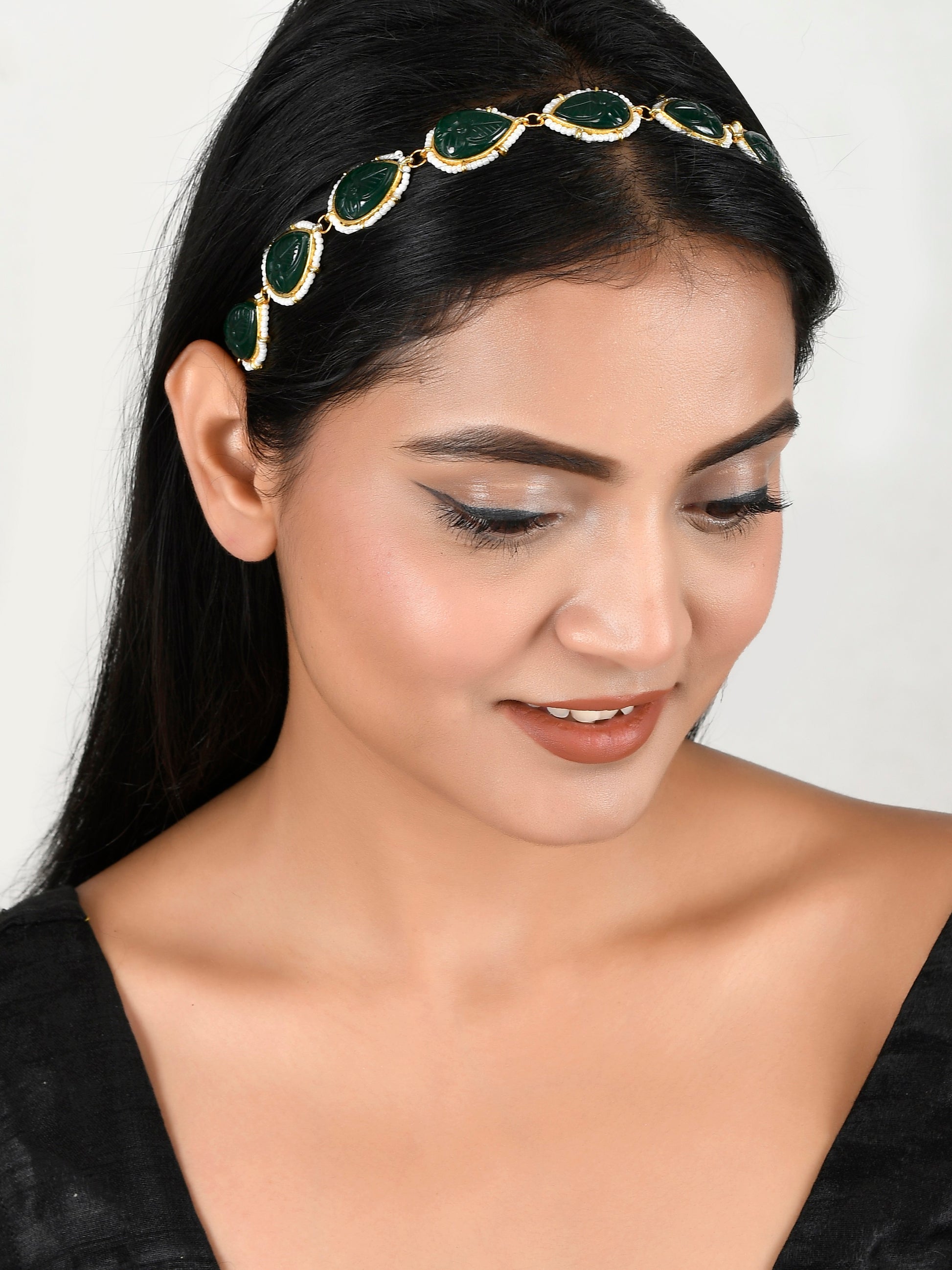 Gold-Plated & Bead Studded Head Jewellery