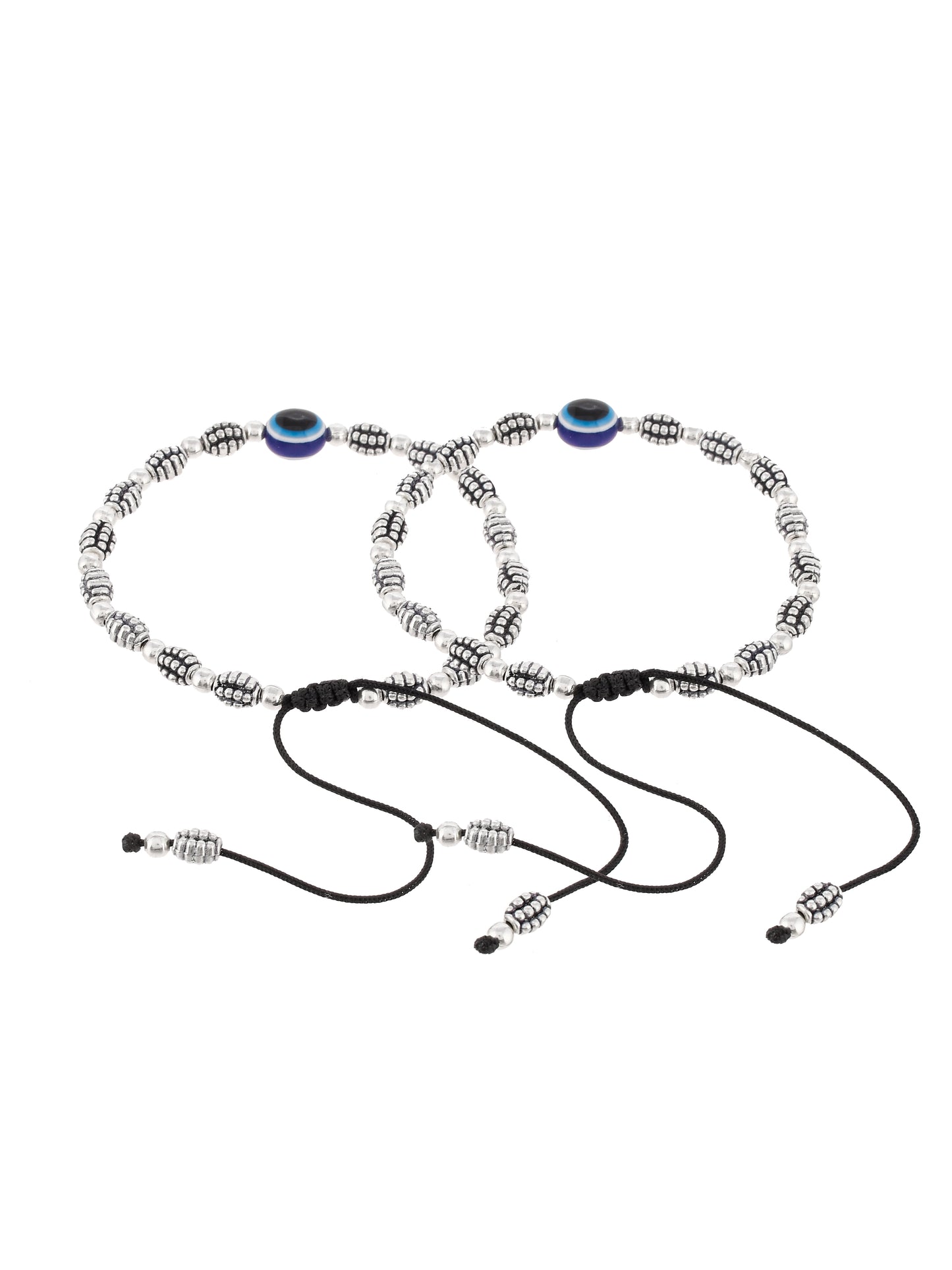 Evil Eye Oxidised Black Thread Anklet For Women