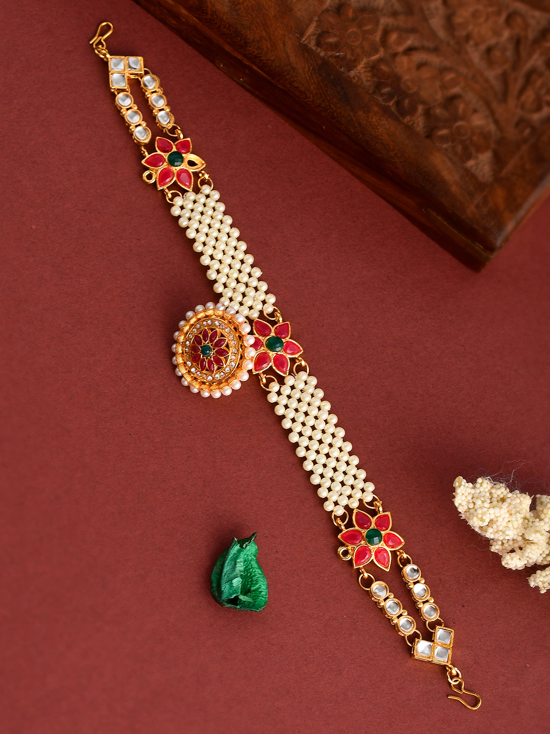 Gold Plated Pearl Ethnic Borla Sheeshphool1