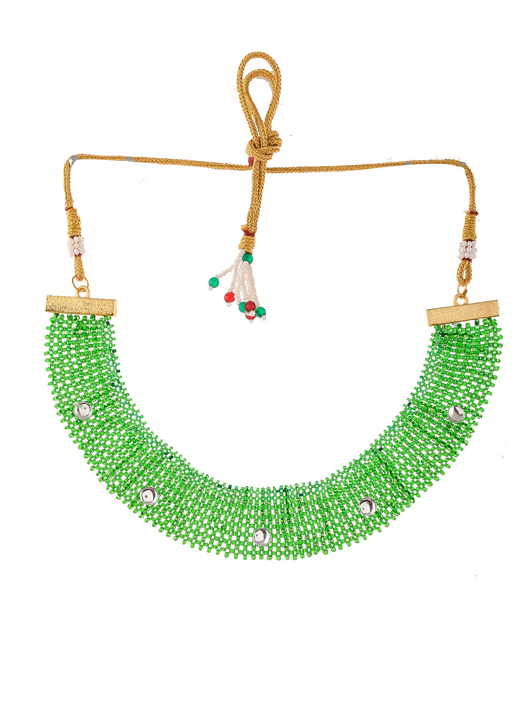 Gold Plated Green Beads Choker Necklace