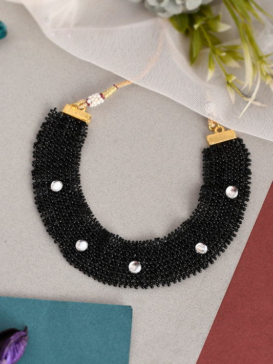 Gold Plated Black Beads Choker Necklaces for Women Online