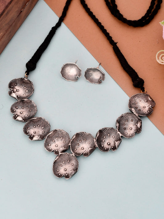 Oxidised Silver Plated Amoeba Thread Jewellery Sets for Women Online