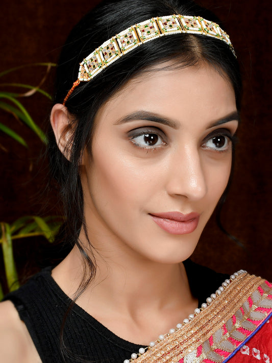 Gold Plated Artificial Stone Studded Headchain for Women Online