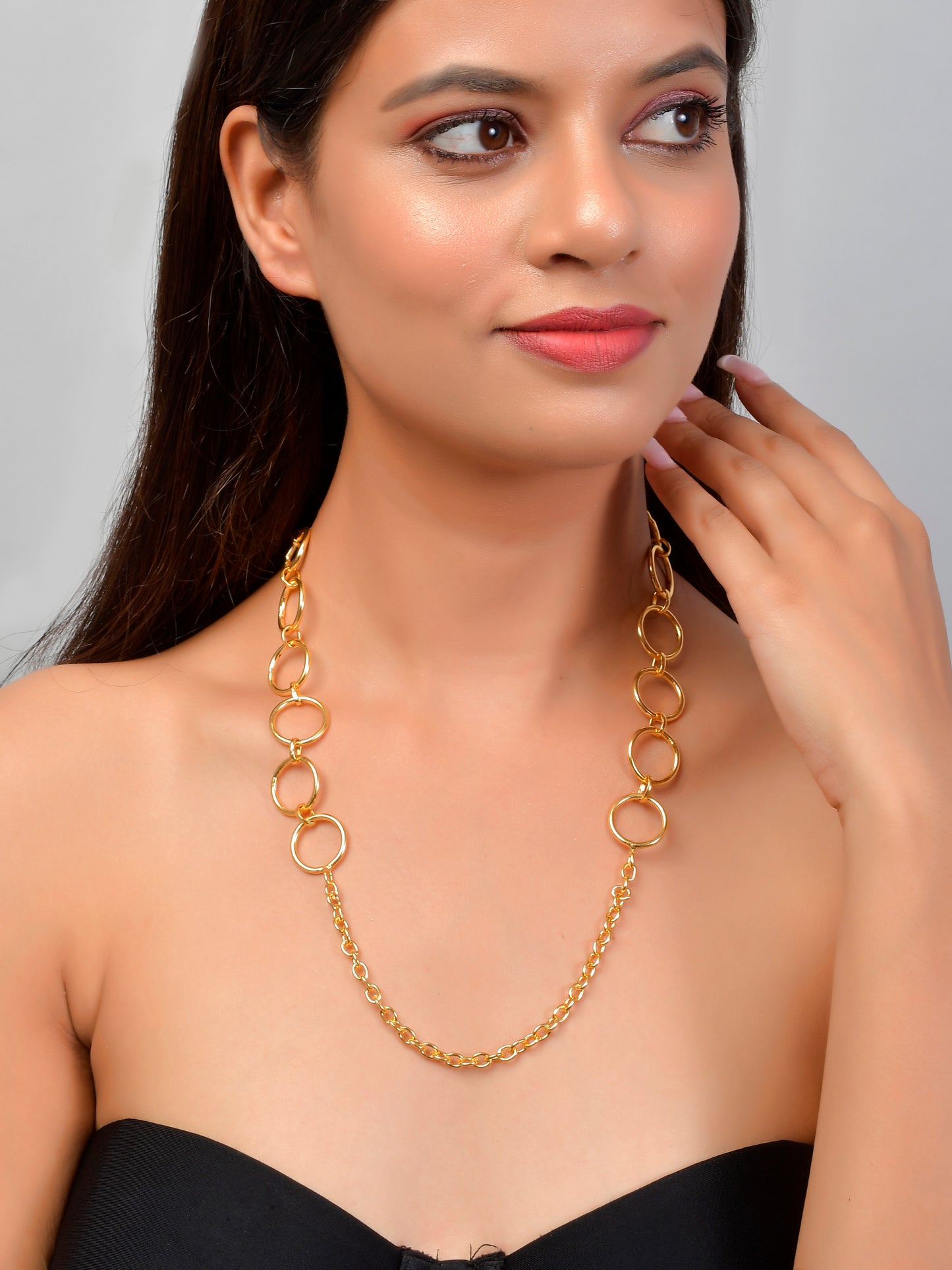 Gold plated circle chain gold plated necklace