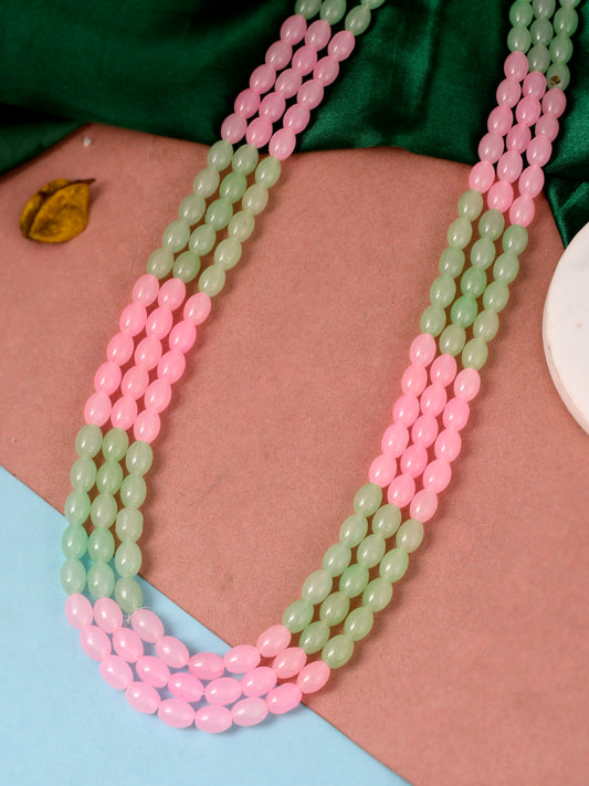 Unisex Gold Toned Pink Green Long Layered Necklaces for Women Online