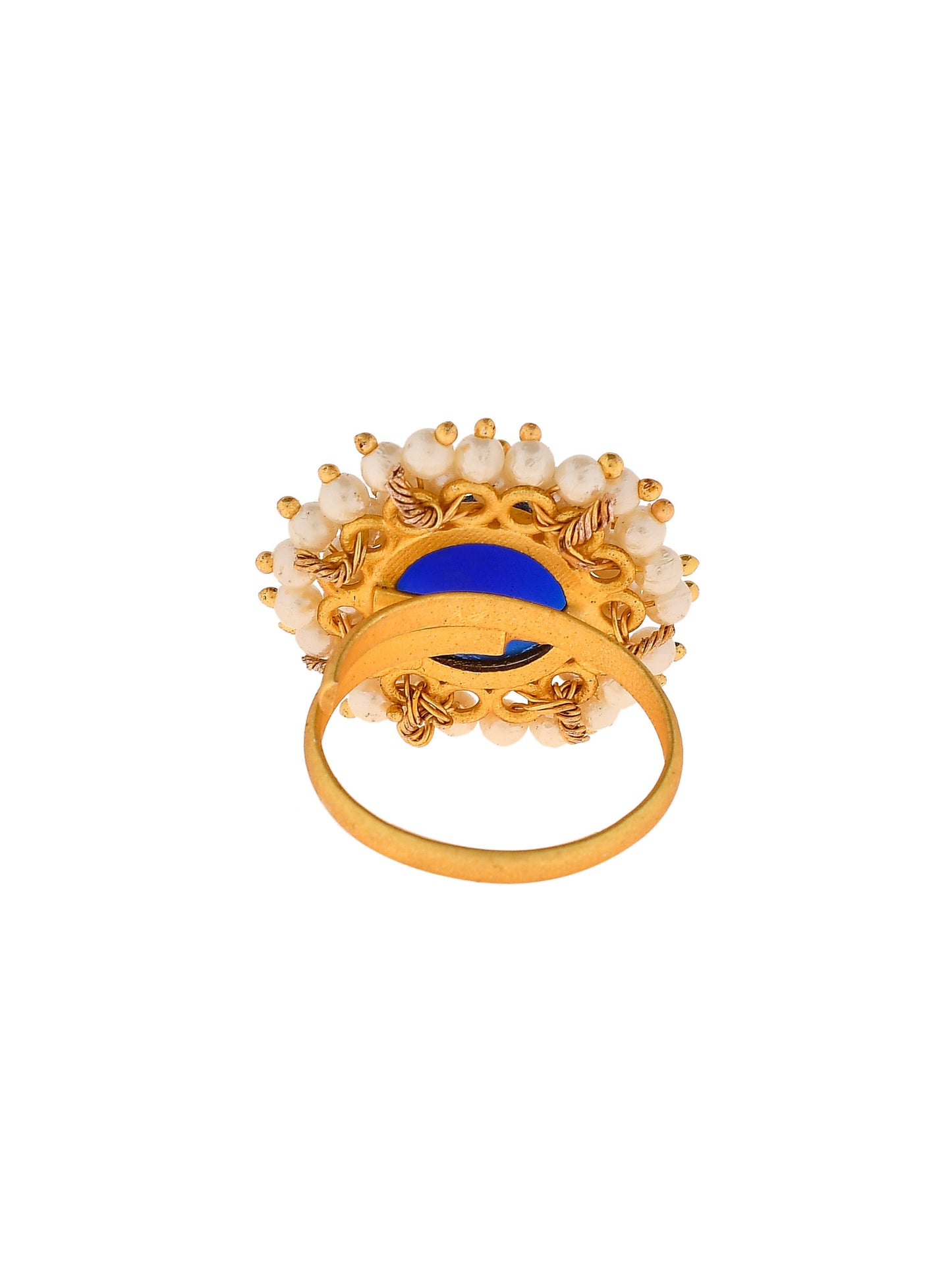 Gold Plated Blue Stone Traditional Finger Ring