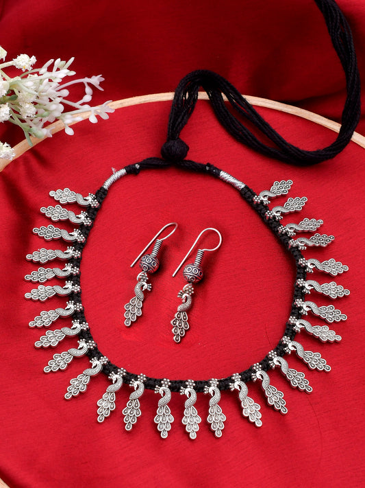 Oxidised Peacock Thread Necklaces for Women Online