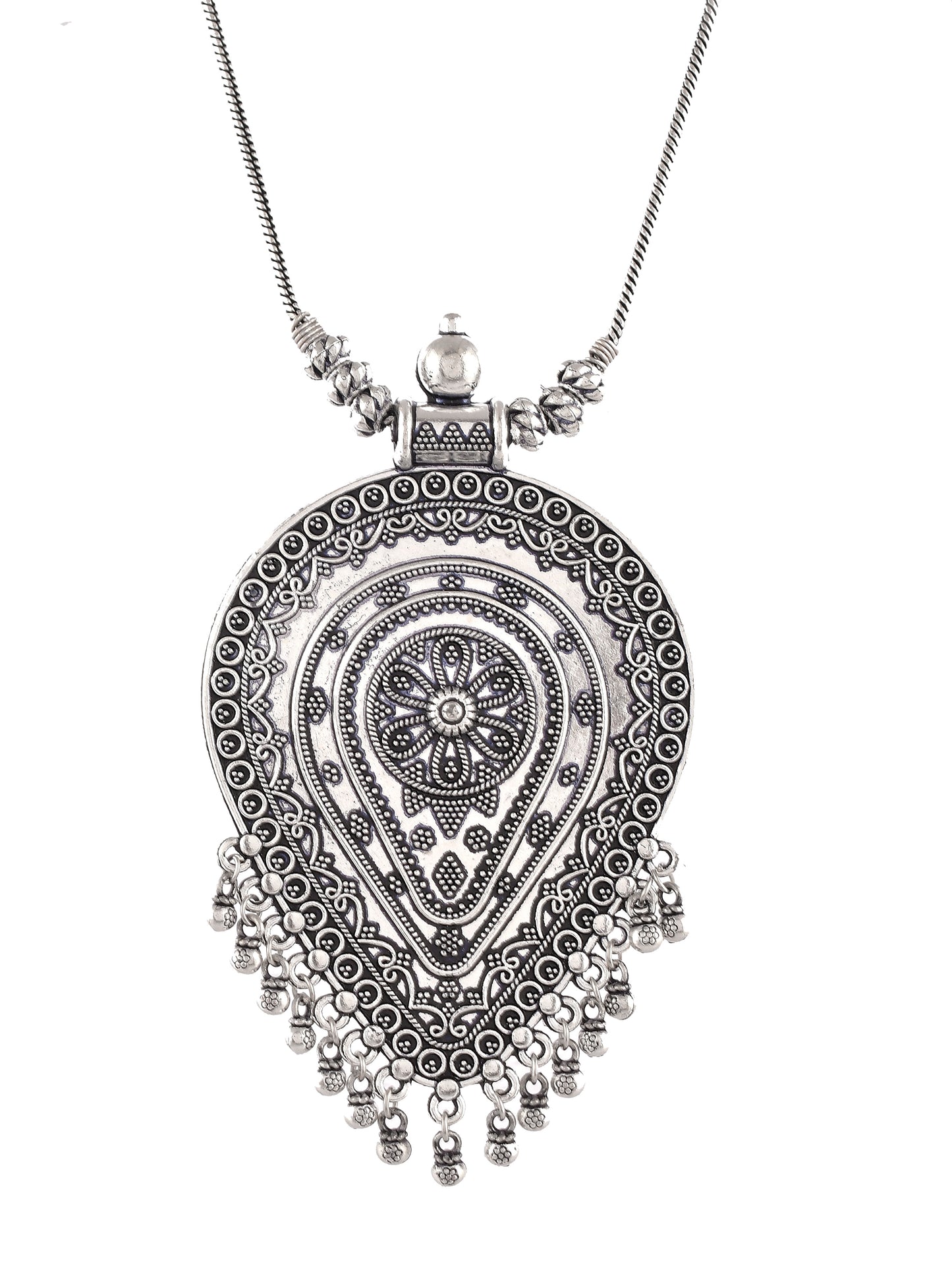 Silver plated oxidised Tilak Necklace