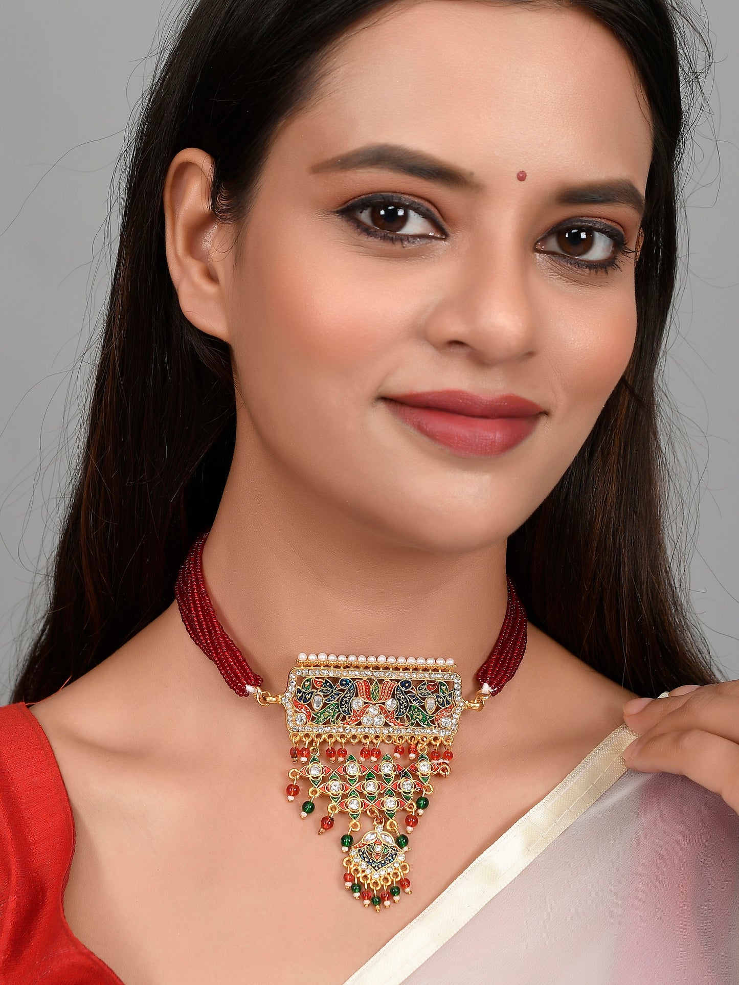 Gold Plated Traditional Ethnic Layered Long Necklace