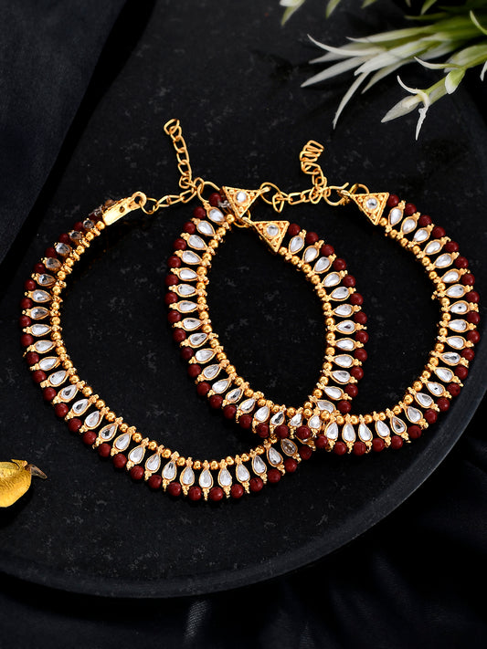 Gold Plated Ethnic Kundan Payal - Anklets for Women Online