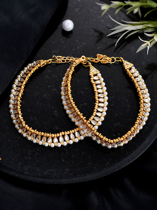 Gold Plated Traditional Kundan Payal - Anklets for Women Online