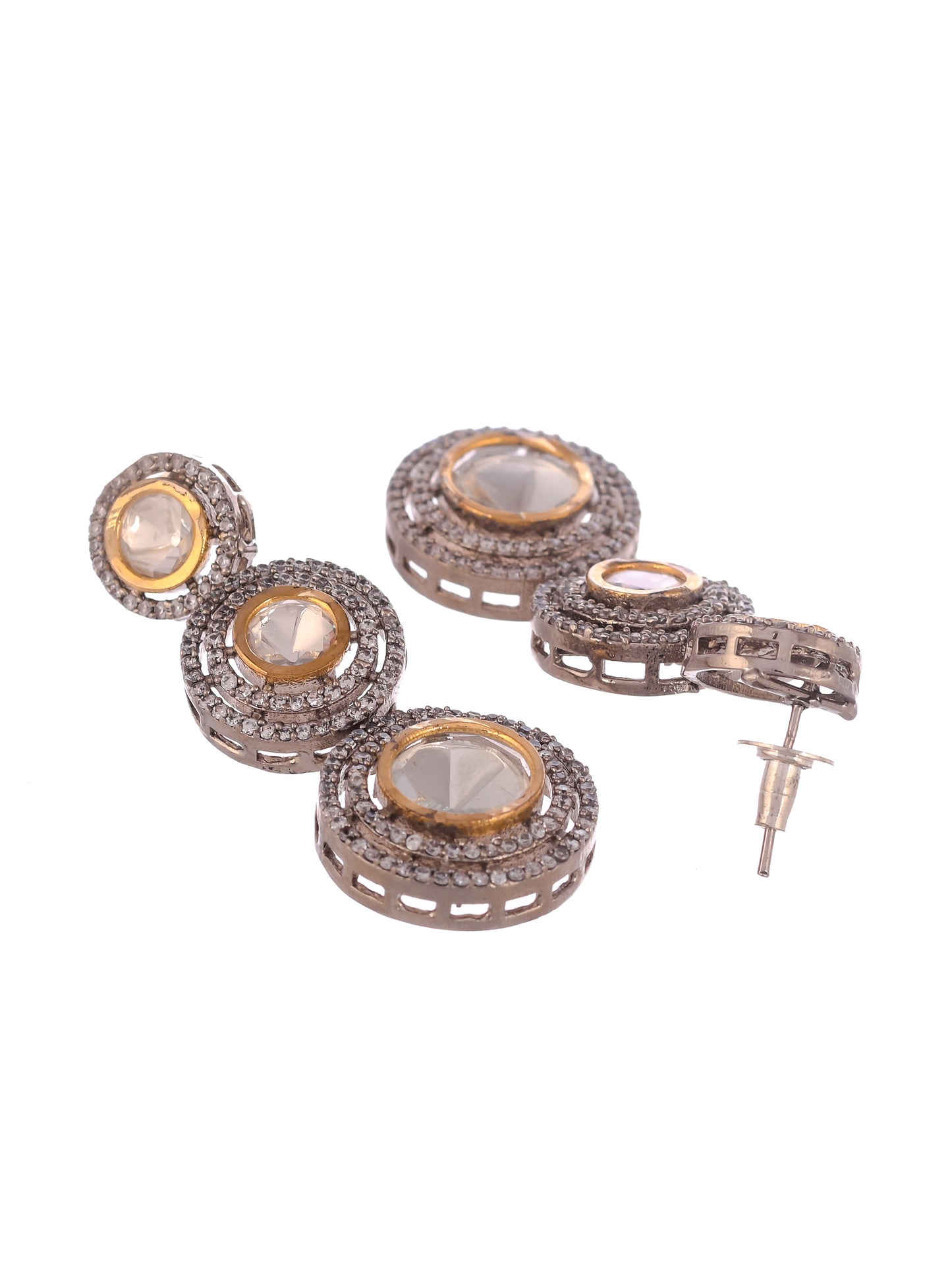 Silver Plated White American Diamond Stone Studded Choker Jewellery Set