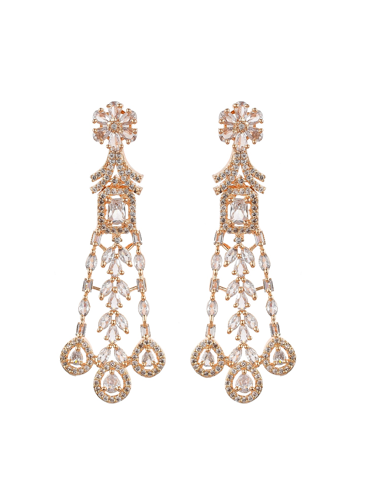 Rose Gold Contemporary Drop Earrings