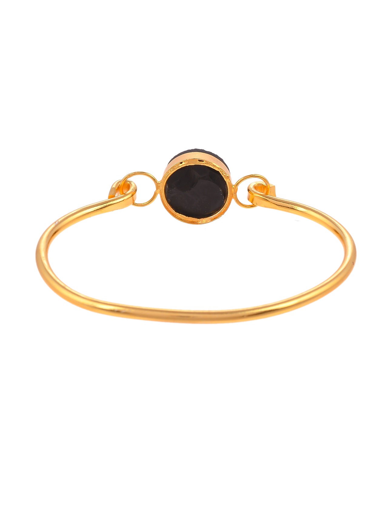 Western Black Stone Kada Gold Plated Bracelet