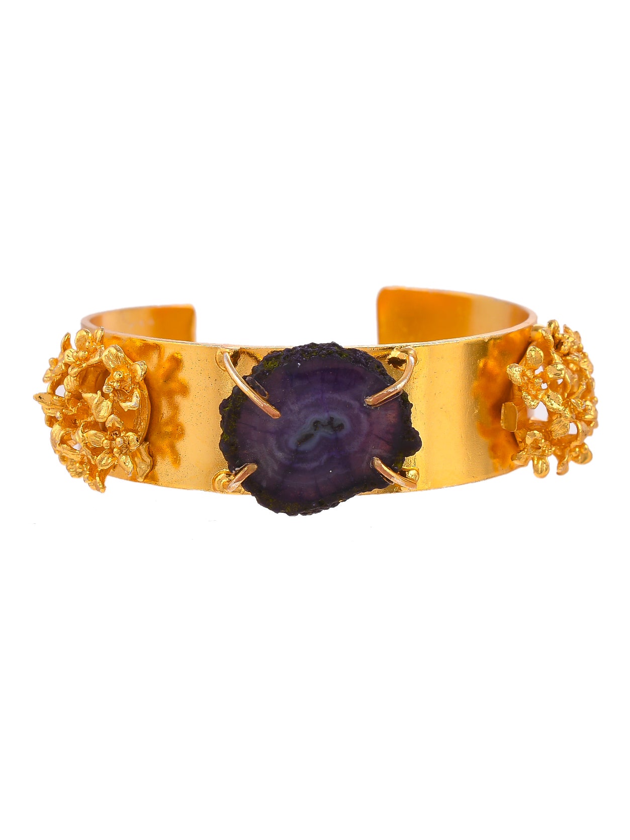 Purple Stone Studded Kada Gold Plated Bracelet