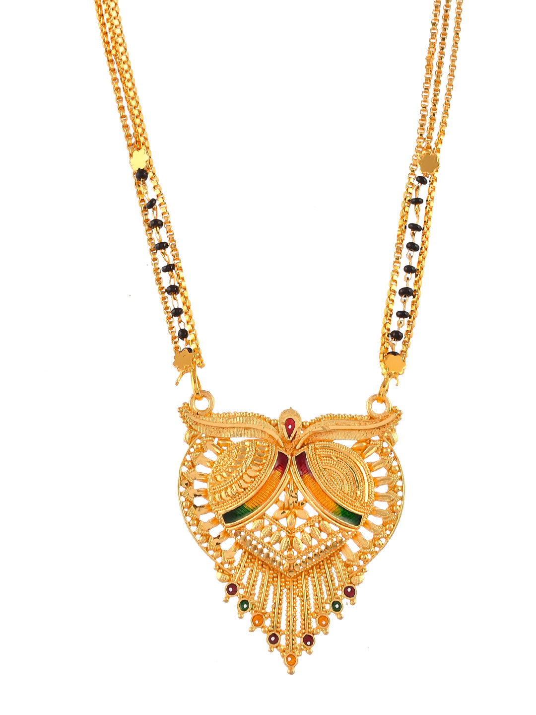 Gold Plated Black Beads Gopalika Pendant Mangalsutra