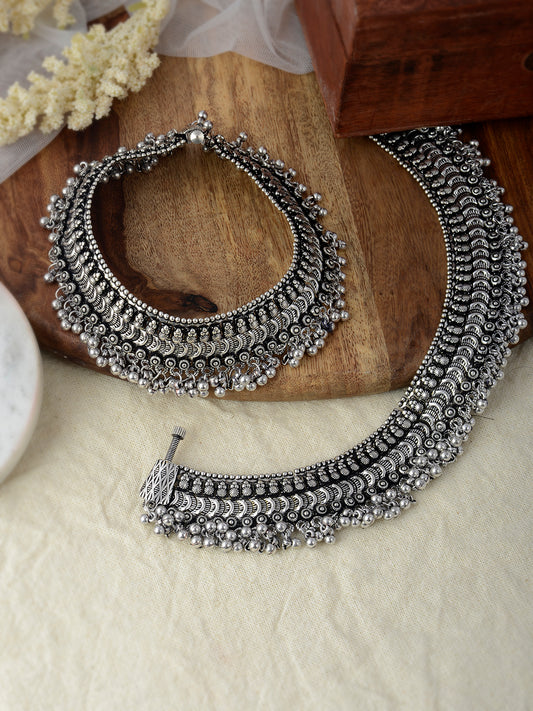 Oxidized Silver Plated Heavy Anklet Paijeb - Anklets for Women Online