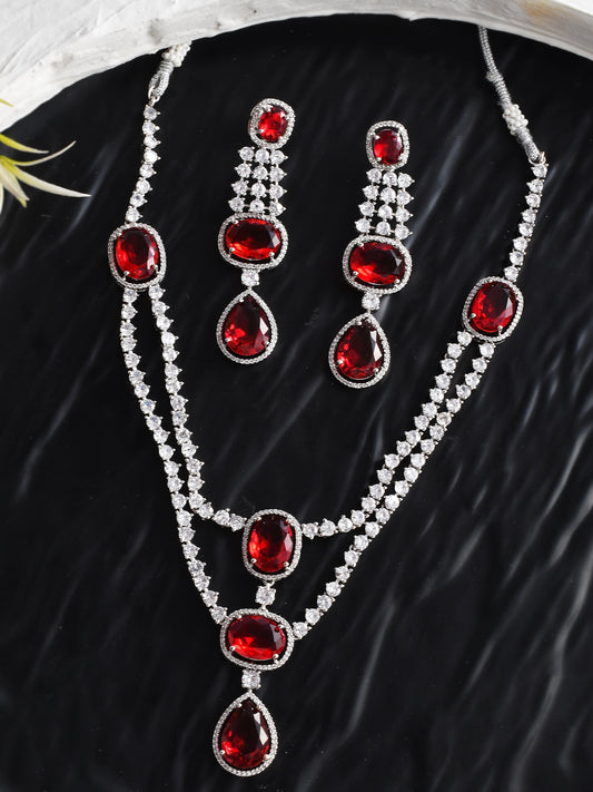 Long Faux Ruby Diamond Jewellery Sets for Women Online