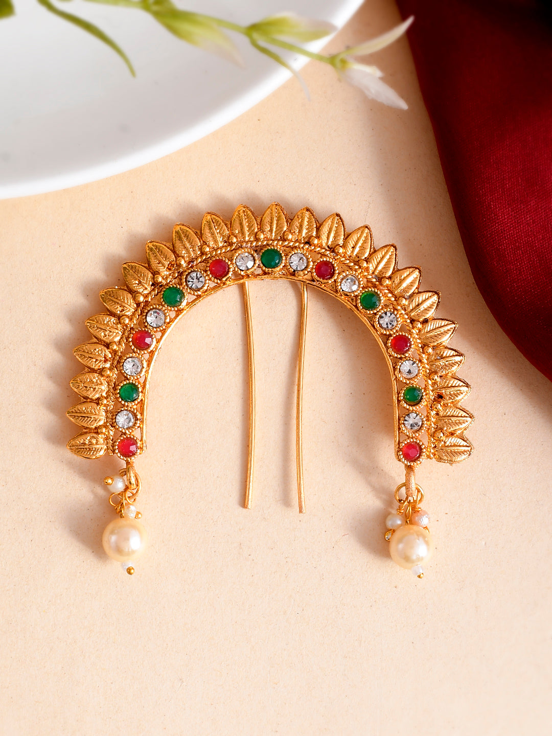 Gold Plating Multi Ethnic Wedding Hair Bun Pin