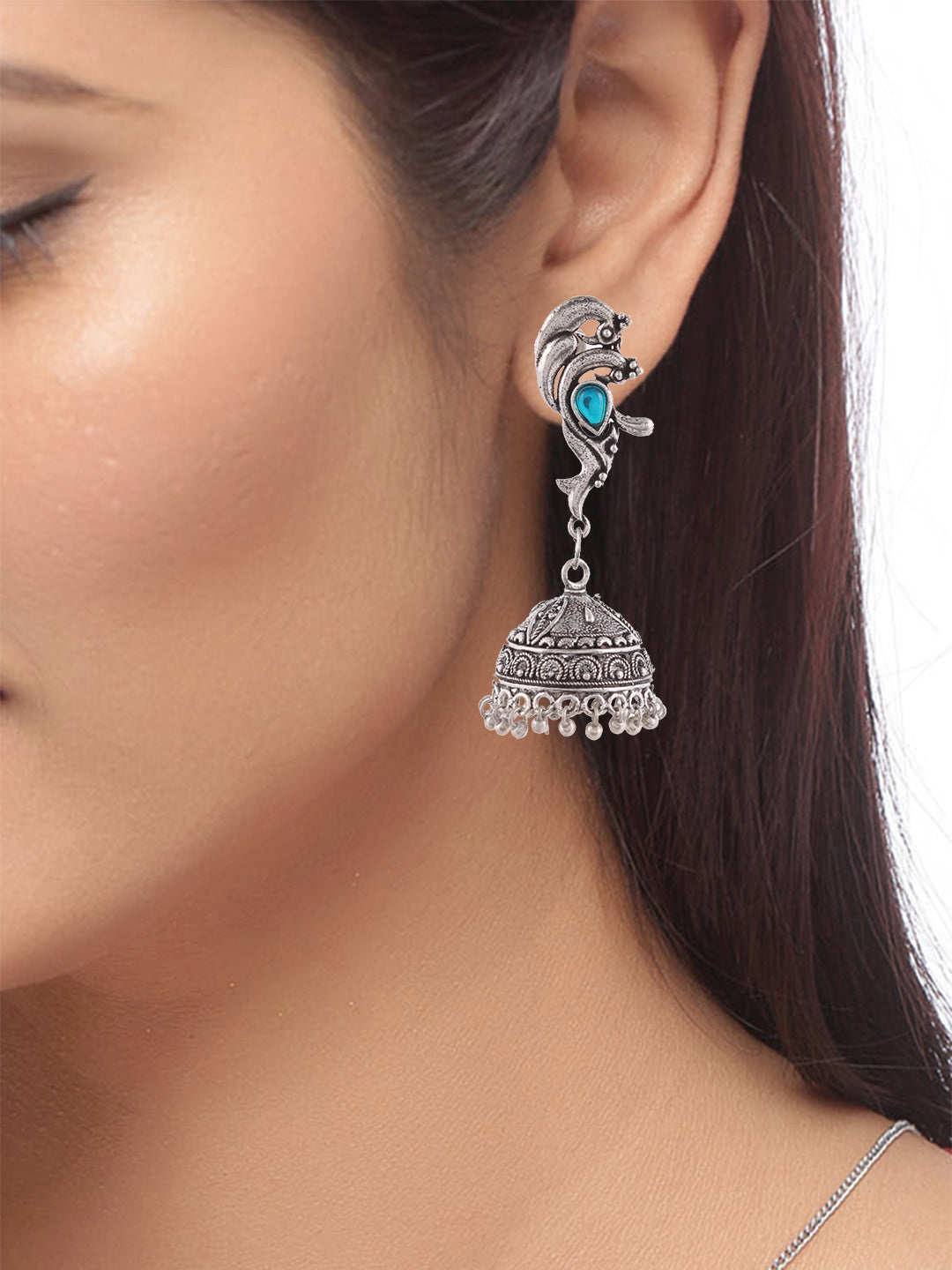 Silver Plated Dome Shaped Jhumka
