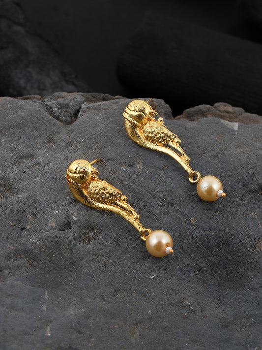 Gold Plated Pearl Drop Earrings for Women Online