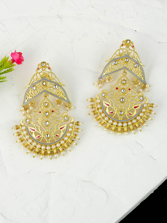 Gold Plated Filigree Chaandbali Earrings for Women Online