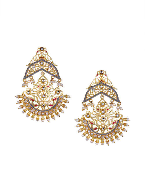 Gold Plated Filigree Chaandbali Earrings For Women