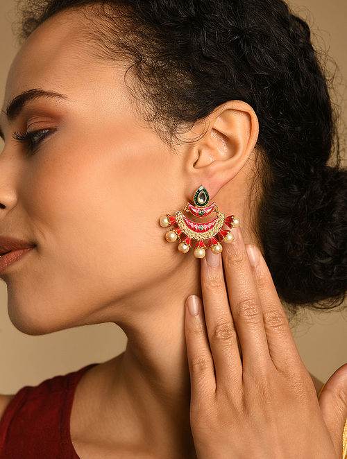 Minakari Chaandbali Stud Earrings for Women Online