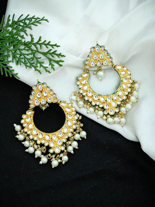 Traditional Indian Long Kundan Meenakari Chandbali Earrings for Women Online