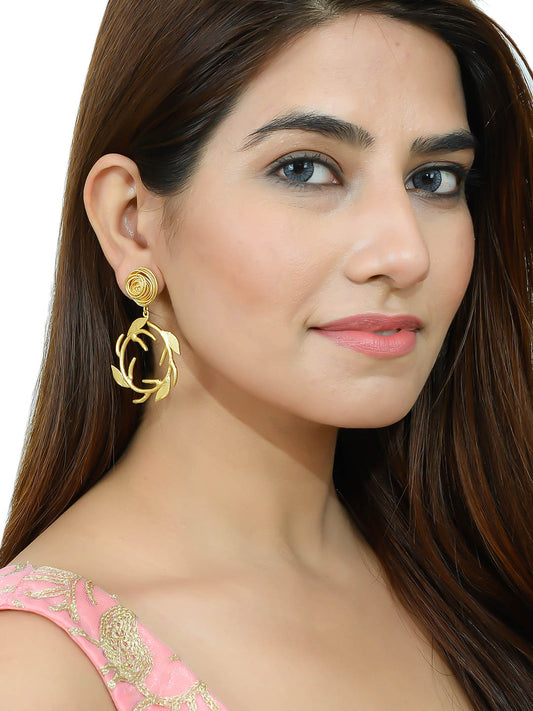 Gold Plated Rose Circle of Life Earrings for Women Online