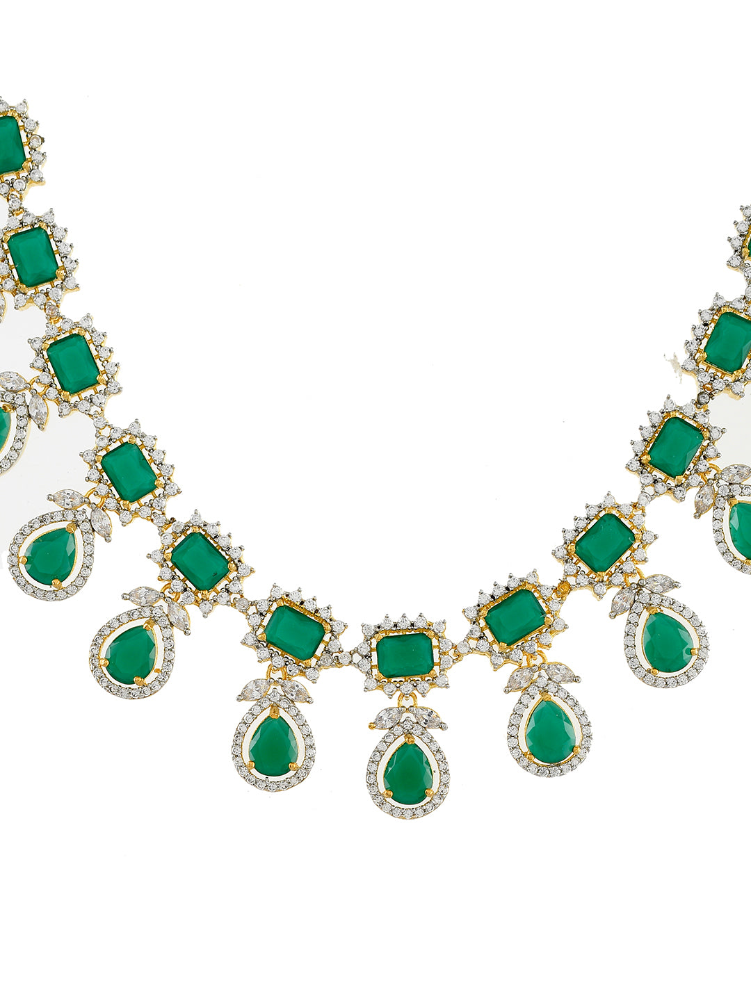 Emerald Green American Diamond Necklace Set