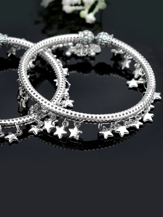 Star Charm Silver Plated Kada Anklets for Women Online