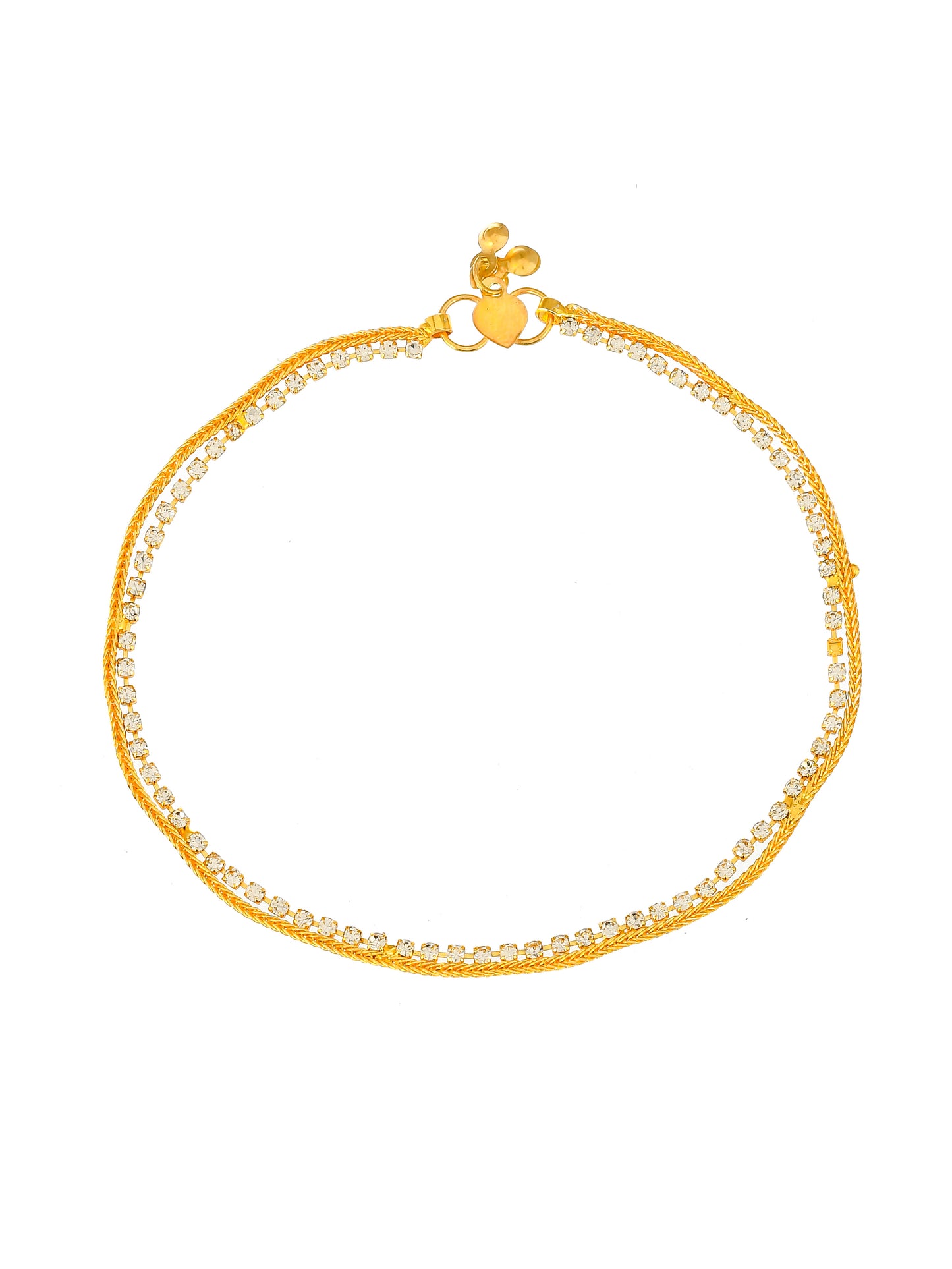 Gold Plated White Stone Handcrafted Chain Anklet