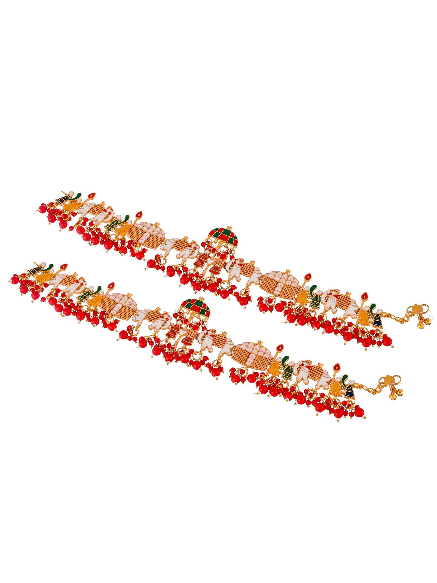 Traditional Pearl Meenakari Bridal wedding Palki Payal Anklet for women