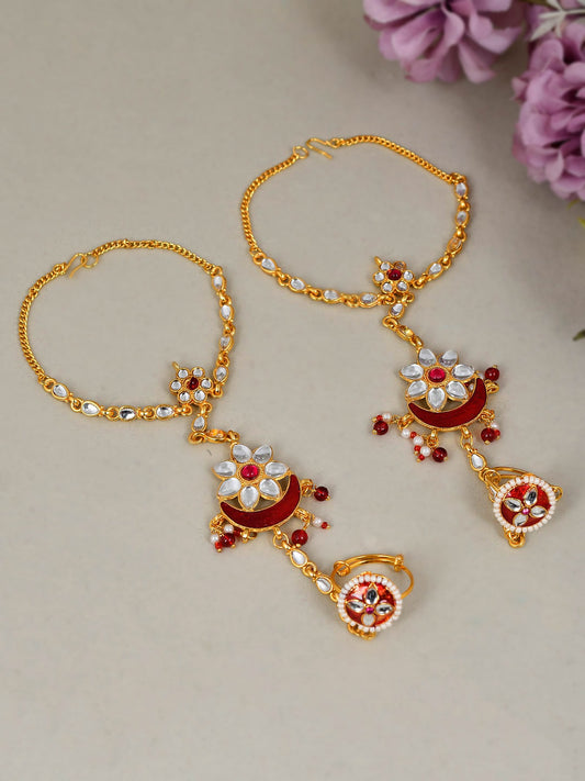 Set of 2 Traditional Bracelet With Ring Hathphool for Women Online