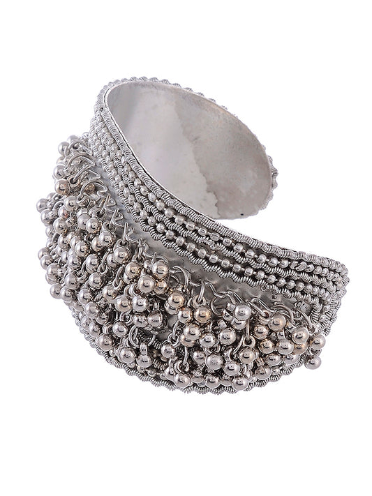 Oxidized Ghungroo Cuff Bracelet for Girls Silver Plated Bracelets for Women Online