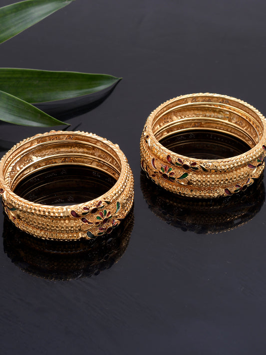 Set of 6 Traditional Meenakari Gold Plated Bangles for Women Online