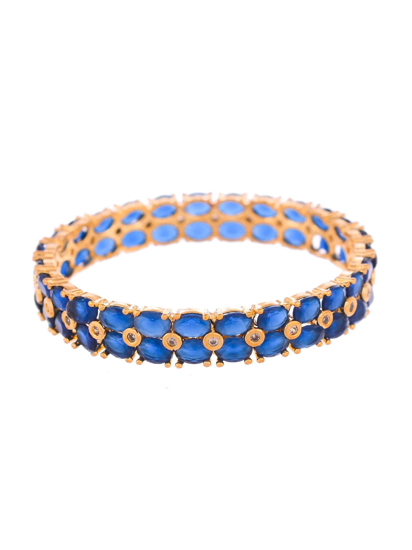 Set Of 2 Gold Plated Blue Stone Handcrafted Bangles