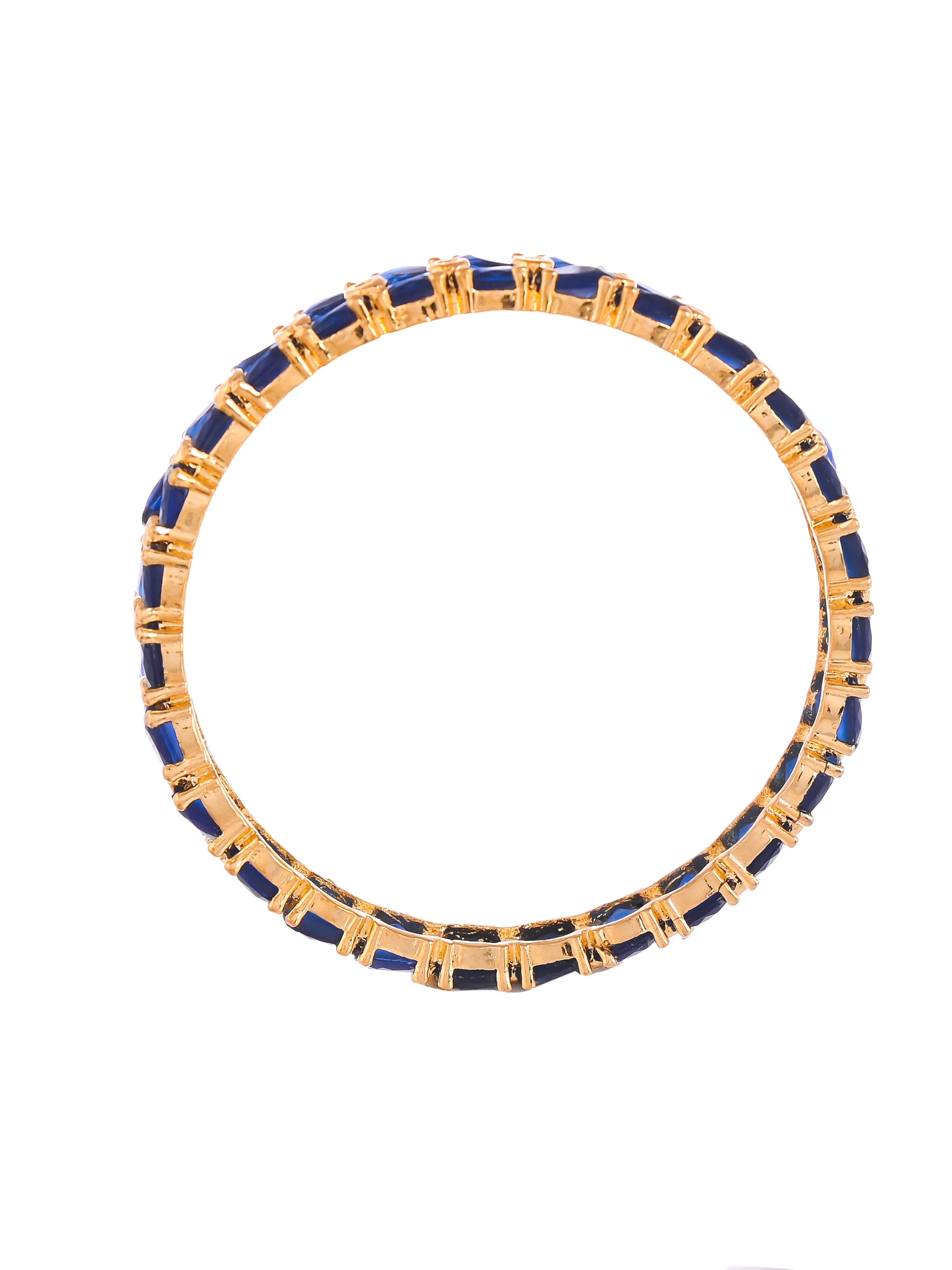 Set Of 2 Gold Plated Blue Stone Handcrafted Bangles