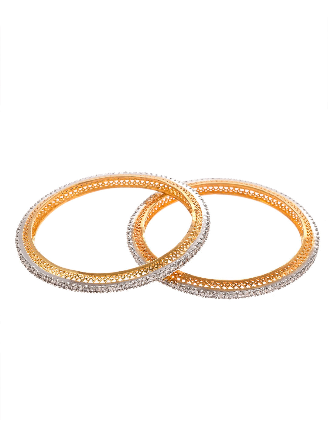 Set Of 2 Gold Silver Plated Handcrafted Bangles