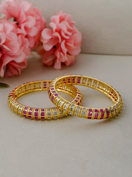 Set of 2 Handcrafted Faux Ruby Ad Classic Bangle Kada for Wedding Online