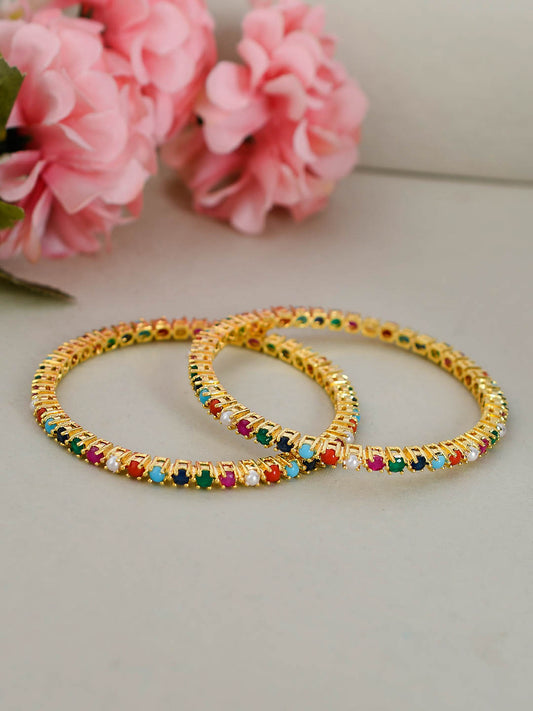 Gold Plated Ad Multicolor Handcrafted Set of 2 Bangles for Women Online