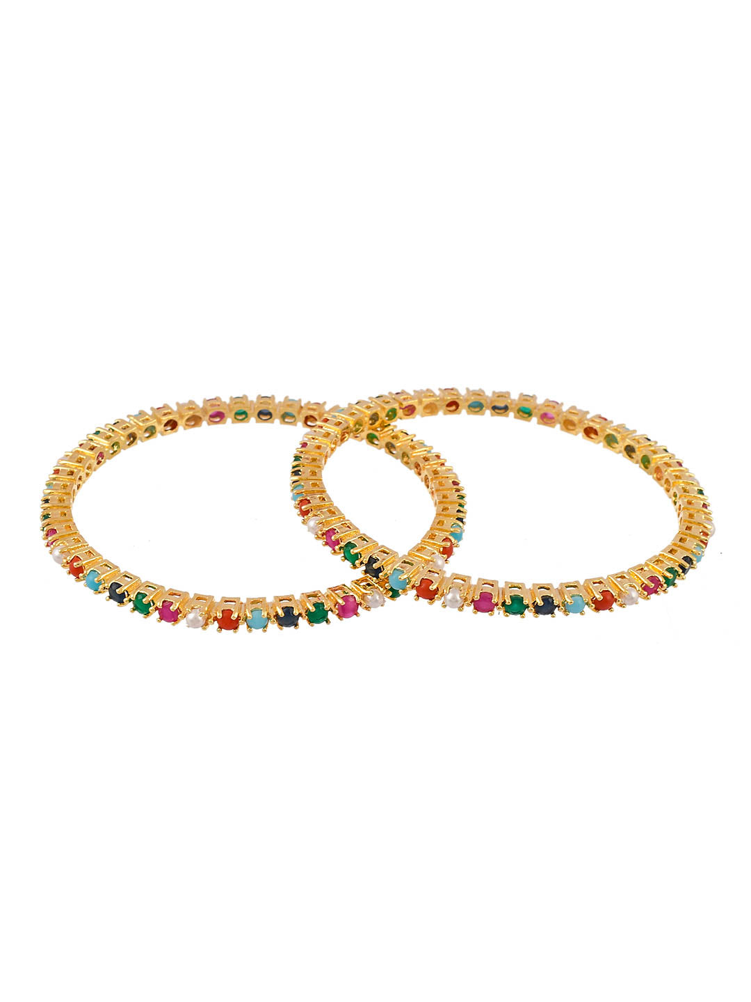 Gold Plated Multicolor Handcrafted Set Of 2 Bangles