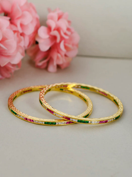 Gold Plated Handcrafted Multicolor Ad Bangles for Women Online