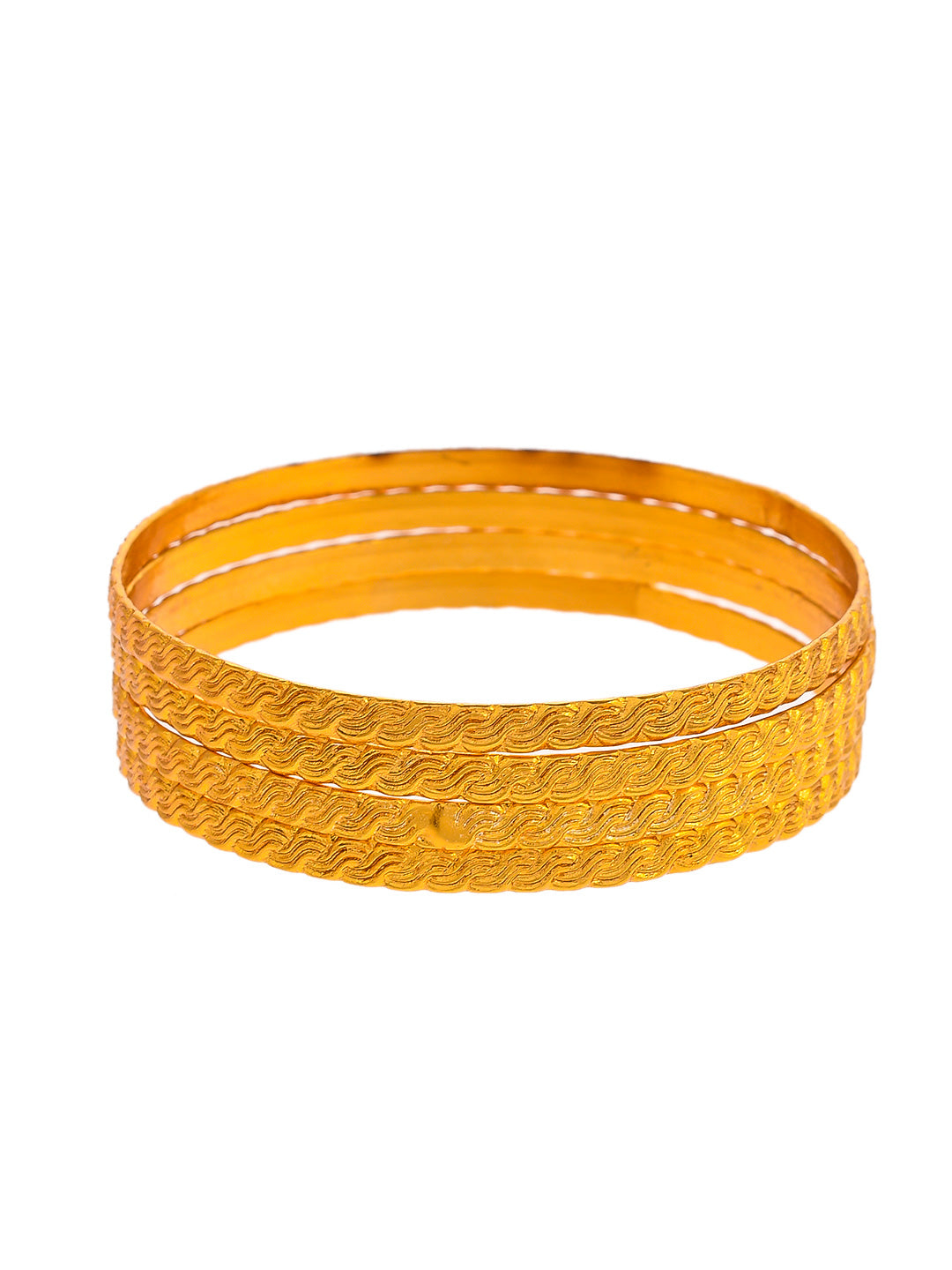Set Of 4 Gold Plated Casual Handcrafted Bangles
