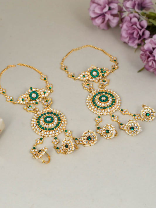 Set of 2 Gold Plated Traditional Bridal Hathphool Bracelets for Women Online