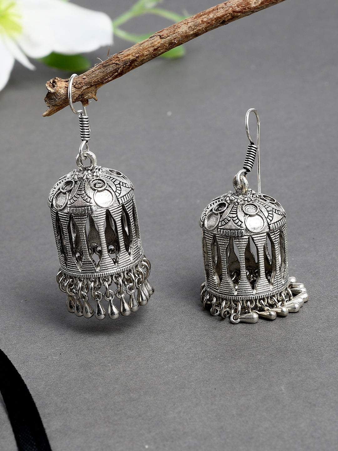 Indian Oxidized Silver Jhumka Earrings for Women Girls Online at