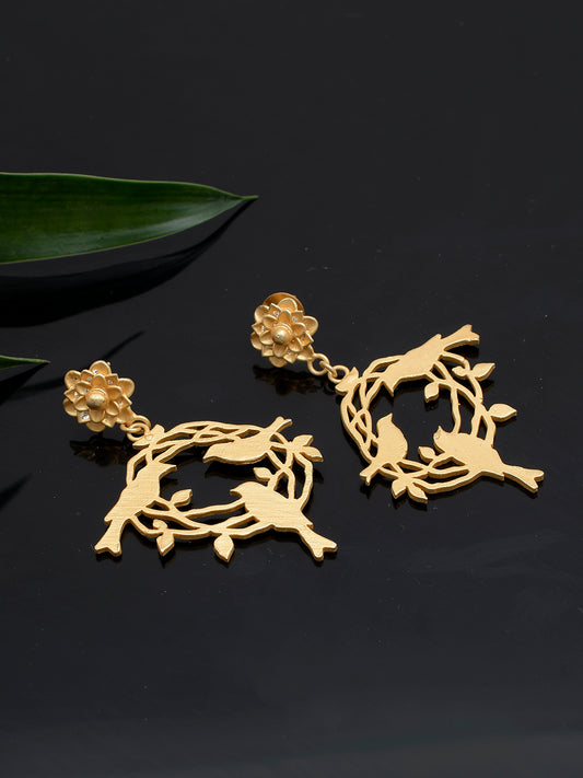 Floral Gold Plated Stud Circle of Life Earrings for Women Online