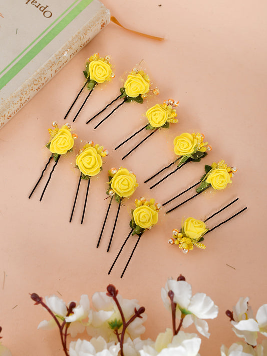 Yellow Flower Juda Pin Hair Accessory for Bun Online